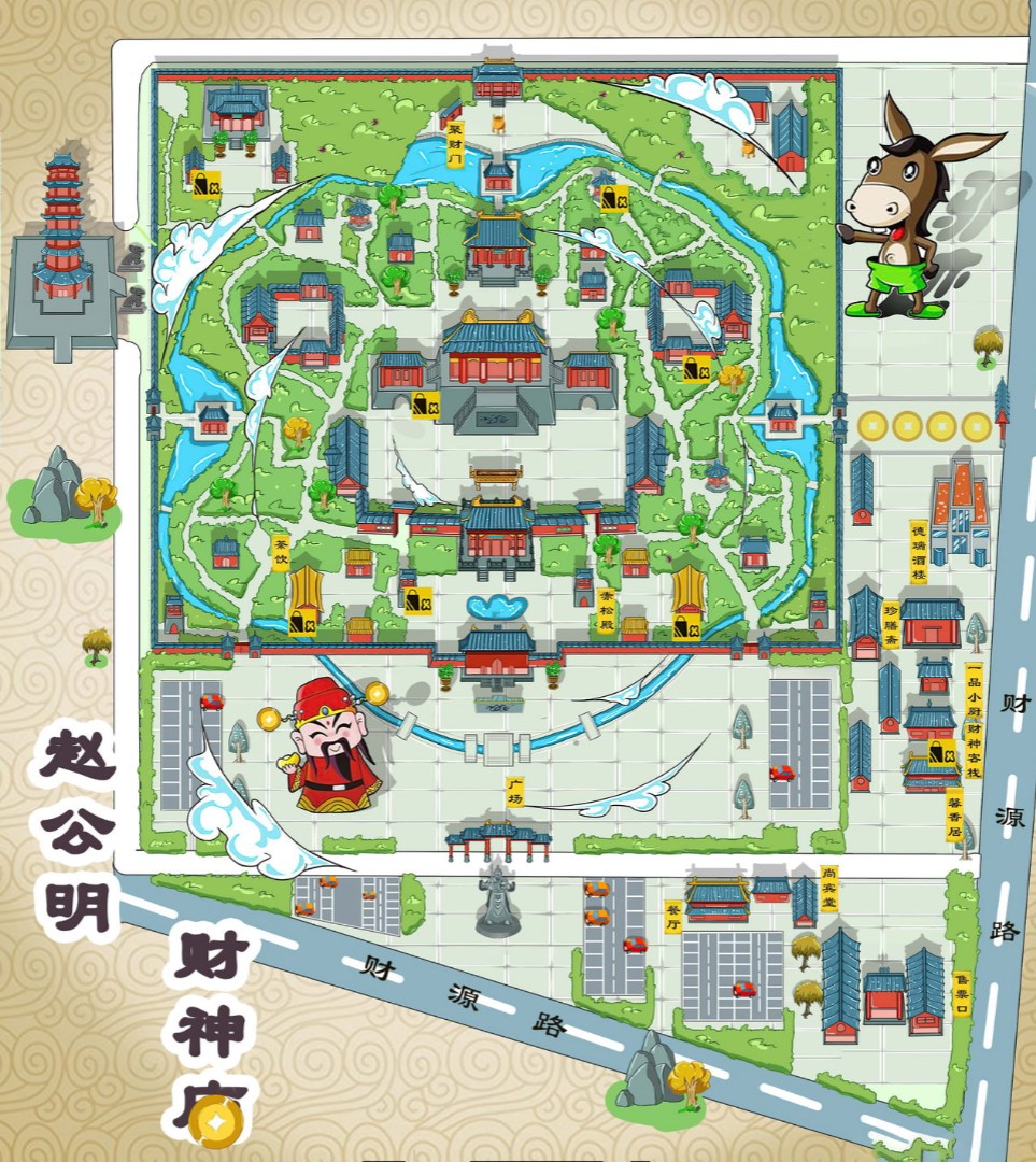南朗镇寺庙类手绘地图